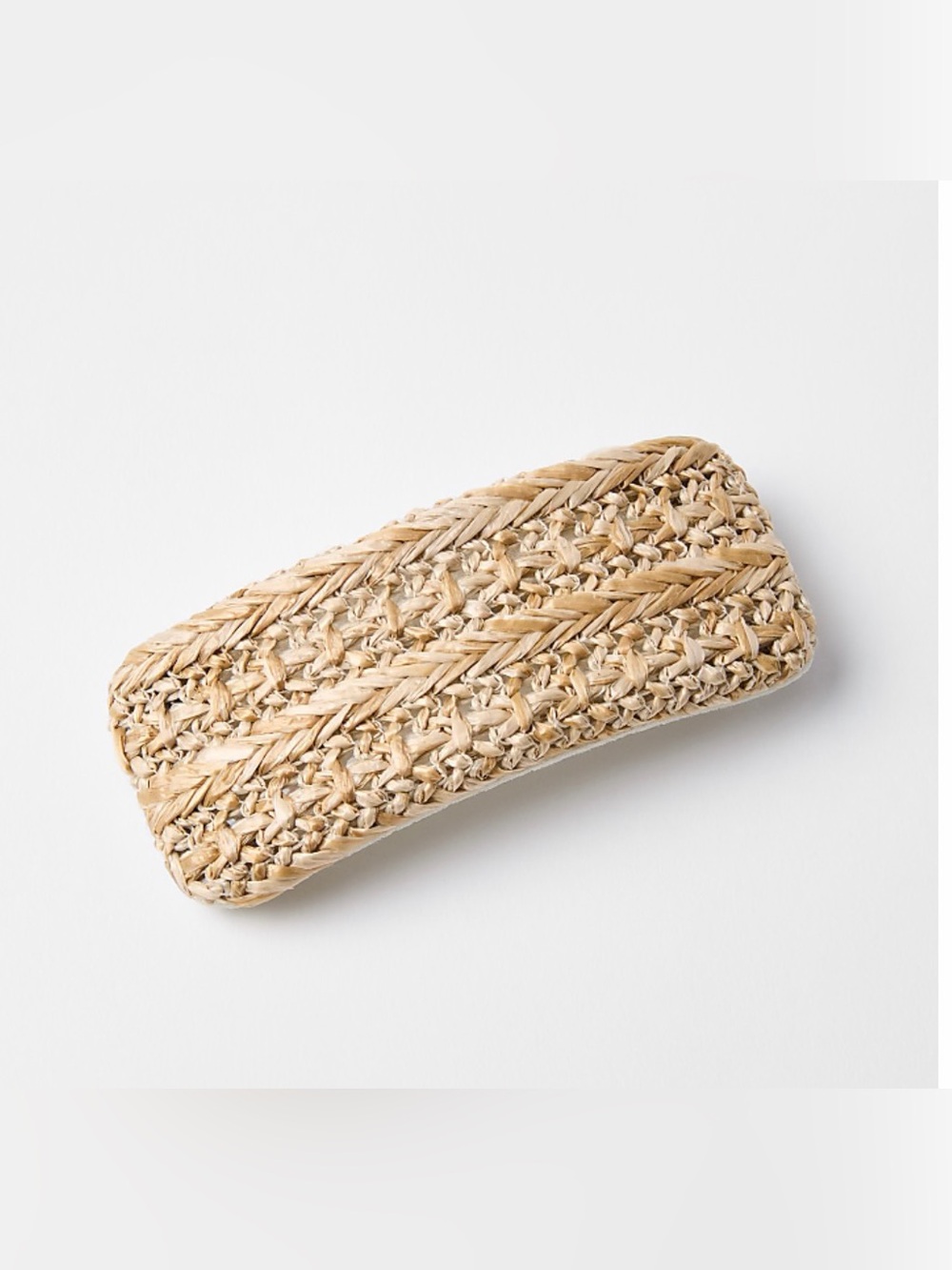 Braided Straw Rectangular Clutch — Natural Beige
